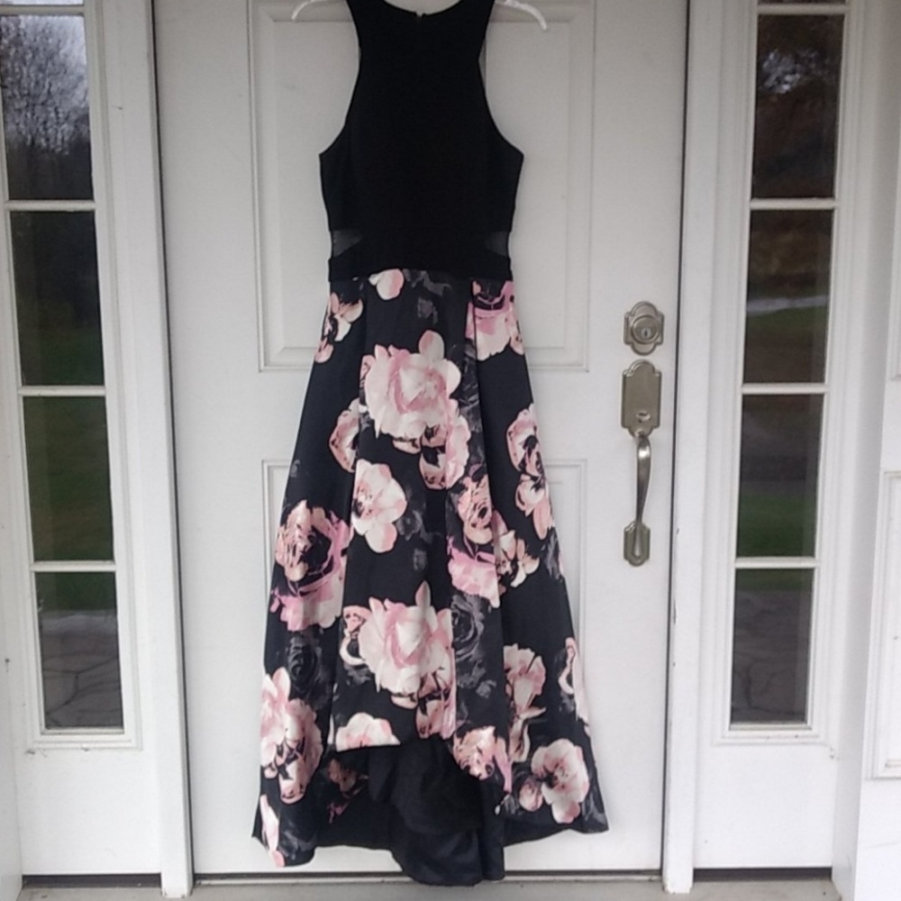Floral Dress with Mesh Cutouts